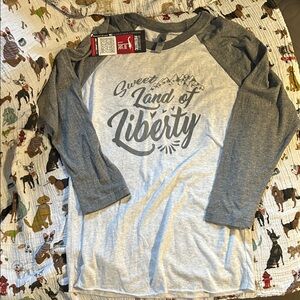 Sweet Land of Liberty 3/4 Sleeve Tee - Gray
